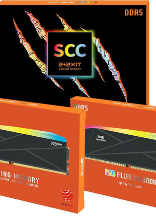 V-Color DDR5 SCC 2+2 KIT Manta XFinity 32GB(16GBx2) 8000MHz CUDIMM with RGB Filler kit CL38 1.45V RGB Gaming Desktop Upgrade RAM Memory Module - Black/Silver (TMXFCL1680838KS-DK)