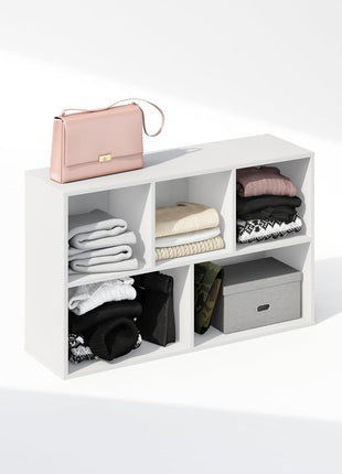 Furinno Reed Closet Organizers and Storage, 5-Cube Reversible Closet Shelves, Closet Organization Shelf, 9.4 x 19.5 x 31.5, for Bedroom, Closet, White