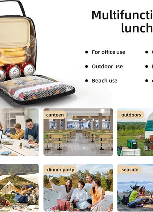 Lovoeo Lunch box Lunch bag for men women Insulated Lunchbox Lunch bags for Work Picnic Travel (Black)
