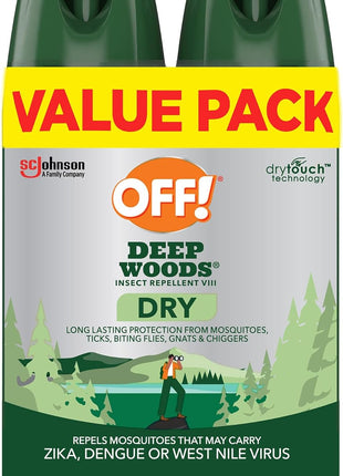 OFF! Deep Woods Insect Repellent Aerosol, Dry, Non-Greasy Formula, Bug Spray with Long Lasting Protection from Mosquitoes, 4 Oz, 2 Count
