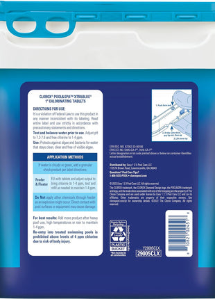 Clorox® Pool&SpaTM XtraBlue 1" Swimming Pool Chlorinating Tablets, Kills Bacteria & Stops Algae, Perfect for Small Pools (5 LB)