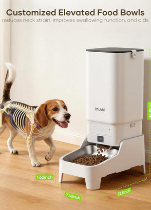 Automatic Cat Feeder with Camera - 7L/29 Cups Auto Dog Feeder with Large Food Tray & 1080P Night Vision, Elevated Bowl, 2-Way Audio, 10s Voice Recording, 5G WiFi Timed Cat Food Dispenser, 1-15 Meals
