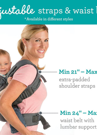 Infantino Flip 4-in-1 Convertible Baby Carrier, Adjustable, Ergonomic Babywearing, Registry Essential, Baby Carrier for Newborn to Toddler, Gray