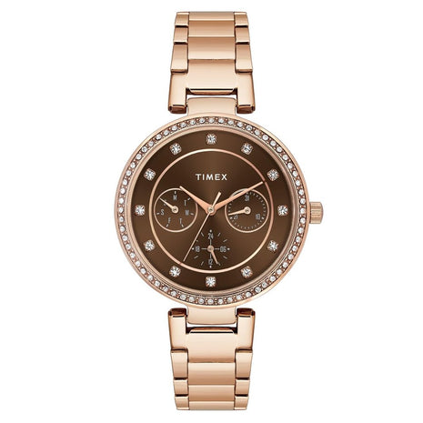 TIMEX Brown Round Dial Analog Women's Watch - TWEL18721