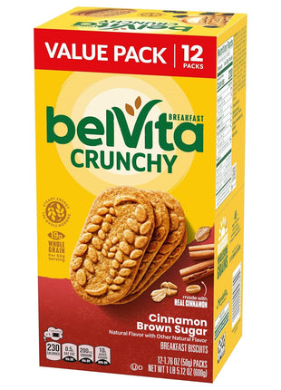 belVita Breakfast Bars Biscuits, Cinnamon Brown Sugar, Value Pack, 12 Packs (4 Biscuits Per Pack)