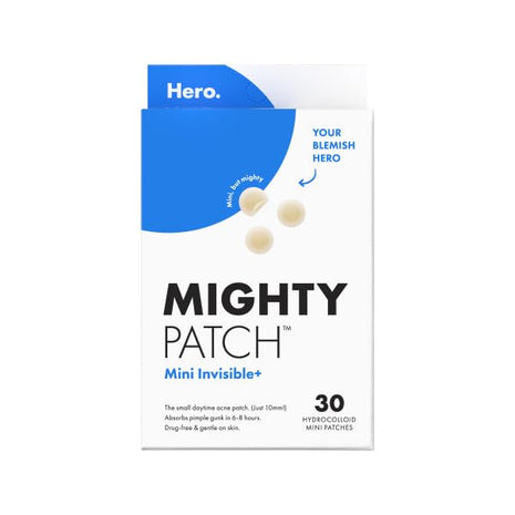 Hero Cosmetics Mighty Patch Mini Invisible+ Acne Pimple Patches, 30 Ct | X-Small 10mm, Daytime Hydrocolloid Acne Patches, for Covering Zits & Blemishes, Blends Into Skin & Barely There