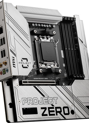 MSI B650M Project Zero Gaming Motherboard (AMD Ryzen 9000/8000/7000 Series Processors, AM5, DDR5, PCIe 4.0, M.2 Slots, SATA 6Gb/s, USB 3.2 Gen 2, HDMI/DP, Wi-Fi 6E, Bluetooth 5.3, 2.5Gbps LAN, mATX)