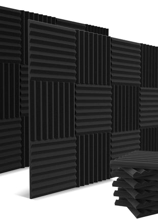 52 Pack Acoustic Panels 1 X 12 X 12 Inches - Acoustic Foam - High Density- Soundproof Studio Wedges - Charcoal