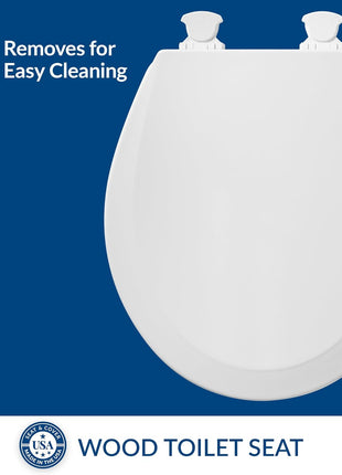 BEMIS 500EC 390 Toilet Seat with Easy Clean & Change Hinges, 1 Pack Round, Cotton White | Durable enameled wood resists chipping & scratching, fits all standard round toilets, Made in USA, 500EC 390