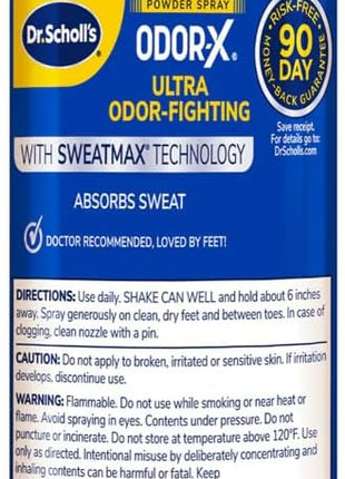 Dr. Scholl?? Odor x ODOR FIGHTING Spray Powder // All Day Odor Protection and Sweat Absorption   Packaging May Vary