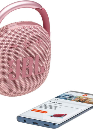 JBL Clip 4 - Portable Mini Bluetooth Speaker, big audio and punchy bass, integrated carabiner, IP67 waterproof and dustproof, 10 hours of playtime, speaker for home, outdoor and travel (Pink)