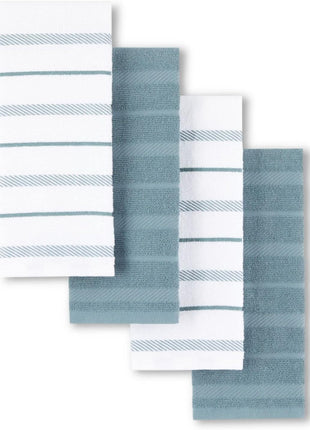 KitchenAid Albany Kitchen Towel 4-Pack Set, Charcoal Grey/White, 16"x26"