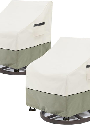 Outdoor Swivel Lounge Chair Cover 2 Pack,100% Waterproof Heavy Duty Outdoor Chair Covers,(33 W x 35 D x 38.5 H inches) Patio Furniture Cover for Swivel Patio Chair,White&Grayish Green