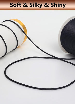2 mm x 330 Feet Satin Nylon Cord, Silky Smooth Nylon String for Jewelry Making Bracelet Necklaces Beading Thread Rattail Macrame Kumihimo Chinese Knot Craft