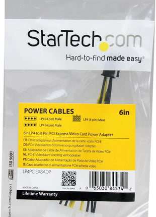 StarTech.com 6in LP4 to 8 Pin PCI Express Video Card Power Cable Adapter - lp4 to PCI express - molex to 8 pin PCIe (LP4PCIEX8ADP)