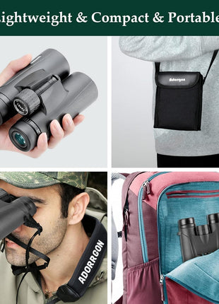 12x42 High Powered Binoculars for Adults, Phone Adapter and Tripod | BAK4 Prism, FMC Optics, Waterproof, 367ft Wide View, 18.5mm Eyepieces for Bird Watching Cruise Travel Wildlife Viewing Sports