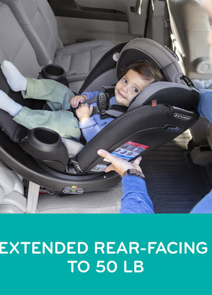 Evenflo Revolve360 Extend All-in-One Rotating Car Seat | with Quick Clean Cover, Rear-Facing, Forward-Facing, Highback Booster Mode, Infant to 12 Years (Revere Gray)