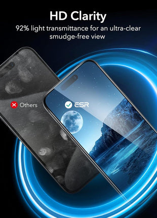 ESR 3 Pack for iPhone 16 Pro Max Screen Protector, Align Frame | Military Grade Shatterproof, 9H Tempered Glass, Scratch-Resistant, Full-Coverage Protection, Easy Installation Tool