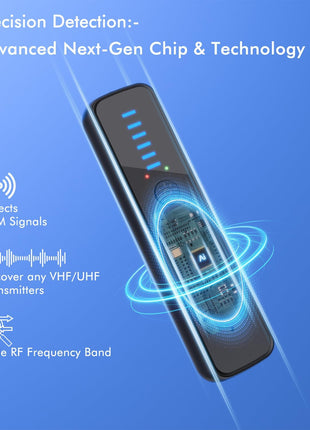 Upgraded Hidden Camera Detector - AI-Powered Anti-Spy Device, GPS Tracker & Bug Detector, Portable RF Signal Scanner for Hotels, Travel, Home & Office (Black)
