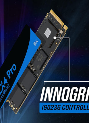 VisionTek 2280 M.2 DLX4 Pro SSD - 512GB - PCIe Gen 4.0 x4 NVMe - 5200MB/s Read, 4775MB/s Write – Laptops, Gaming PCs, Compatible Consoles