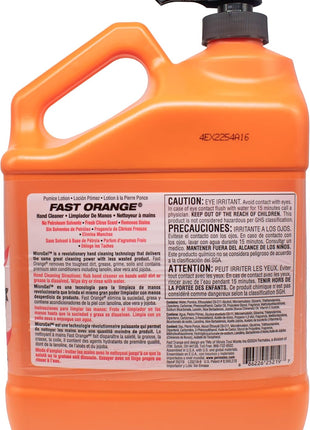 Fast Orange 25219 Pumice Lotion, Heavy Duty Hand Cleaner, Natural Citrus Scent, Waterless Cleaner for Mechanics, Strong Grease Fighter, 1 Gallon