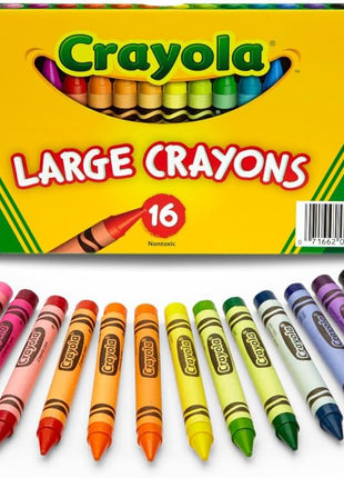 Binney & Smith Crayola(R) Large Crayon Set, Lift-Lid Box, Assorted Colors, Box Of 16