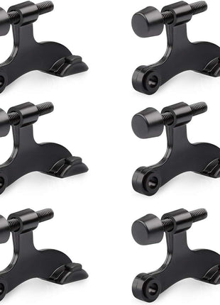 HOMOTEK 6 Pack Hinge Pin Black Door Stopper,Adjustable Deluxe Heavy Duty Door Stopper 2-1/2"x1-3/4",with Black Rubber Bumper Tips