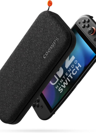 COOWPS Switch 2 Case for Nintendo Switch 2 (2025), Odorless Felt Ultra Hard Shell Military Grade Protection, Soft Lining Travel Storage Case with 8 Game Card Slots, Black