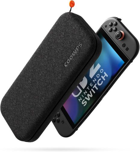 COOWPS Switch 2 Case for Nintendo Switch 2 (2025), Odorless Felt Ultra Hard Shell Military Grade Protection, Soft Lining Travel Storage Case with 8 Game Card Slots, Black