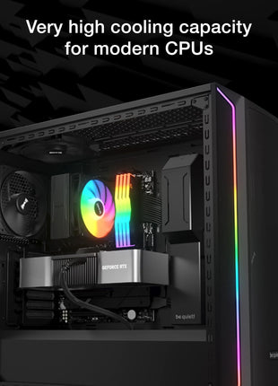 be quiet! Pure Rock 3 LX CPU Air Cooler | 4 High Performance 6mm Heat Pipes with HDT Technology | 120mm Quiet ARGB PWM Fan | AMD:AM4 AM5/Intel LGA 1700/1150/1151/1200 | Black | BK040