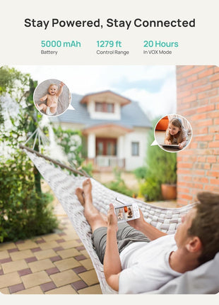 Dr.Care VistaView 5inch Smart WiFi Baby Monitor with 2 Camaras - 2K Camera App Control & 1080P Split Screen, Cry & Motion Detection, Pan-Tilt-Zoom, HD Night Vision, Video Recording, Triple Security
