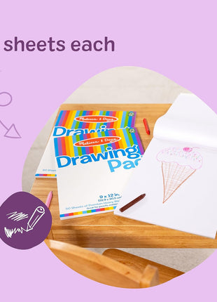 Melissa & Doug Drawing Paper, Sketch Pad, 3-Pack Bundle for Coloring, Writing or Painting (9 x 12 inches) - 50 Sheets Each, Kids Drawing Pad & Art Supplies for Kids Ages 3+ - FSC Certified