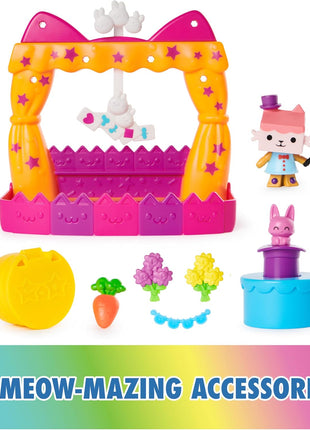 Gabby's Dollhouse Baby Box Talent Show Balcony Playset, 8-Pcs with Toy | Balcony Playset, Baby Box Cat Figure, Magic Hat Accessory, Surprise Toy Charm, Kids Toys for Girls & Boys Ages 3+
