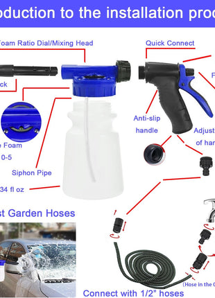 Car Wash Detailing Kit, Car Washing Kit with Foam Gun, Car Wash Brush | Car Wash Kit High-Pressure Foam Spray, Car Cleaning Bucket,Towels Tire Brush Car Washing Kit Is Complete Car Care Tools