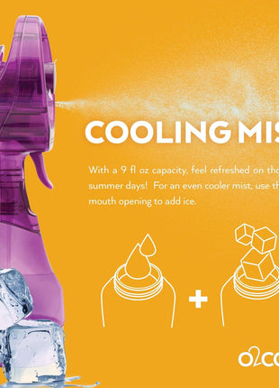 O2COOL Deluxe Handheld Battery Powered Water Misting Fan (Purple)