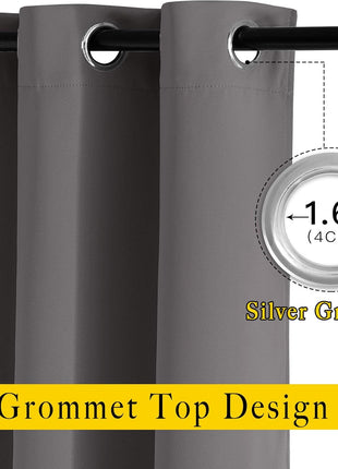 NICETOWN Gray Blackout Curtains for Bedroom 84 inches Long - Thermal Drapes Grommet Room Darkening Light Blocking Curtains Window Treatments for Living Room (2 Panels, W52 x L84, Grey)