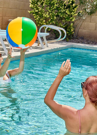 JOYIN 4-Pack 20" Beach Balls - Large Rainbow Beach Ball Inflatable Pool Toys for Party Supplies Decorations, Adults Kids Birthday Luau Summer Beach Water Games Beachball Party Favors