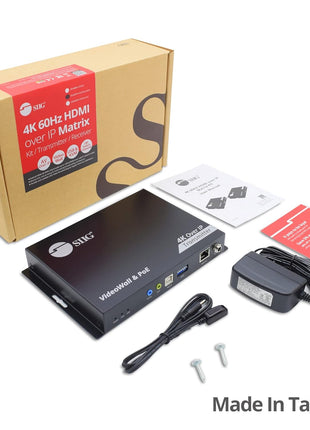 SIIG 4K HDMI Over IP Matrix Switch Transmitter Only, 4K 60Hz, USB KVM Extender, Video Wall Control, Scalable for Multiple Video Sources and Displays, IR Passthrough, PoE, TAA Compliant (CE-H27F11-S1)