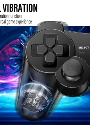Diswoe Controllers for PS-3, Wireless PS-3 Controller 2 Pack, Bluetooth Gamepad Joystick, Double Vibrating Controller for Play_station 3 with 2 USB Charging Cables Thump Grips, Black