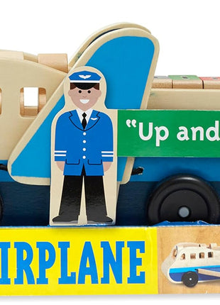 Melissa & Doug Wooden Airplane Play Set with 4 Play Figures and 4 Suitcases