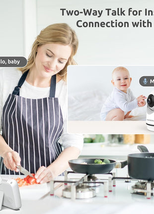 HelloBaby Video Baby Monitor with Upgraded 6inch IPS Large Screen, Split Screen with 2 Cameras, Night Vision and Temprature Monitoring, Remote Pan-Tilt-Zoom Camera, No-WiFi