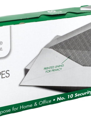 Mead #10 Envelopes, Letter Size, 4-1/8 inch x 9-1/2 inch, Security Printed Lining for Privacy, Gummed Closure, Windowless, White All-Purpose for Home & Office Mail, 40 Count (75214)