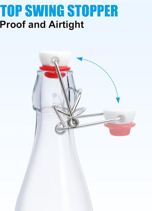 2 Pack Swing Top Glass Bottles 16oz, Flip Top Glass Bottle with Airtight Lid for Fermentation, Kombucha, Mead, Vanilla Extract, Coquito, Vinegar, Beer, Kefir, Wine, Soda, Juice, Oil for Home Brewing