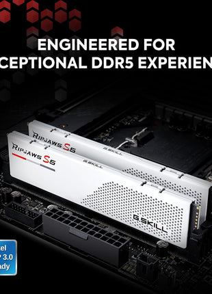 G.SKILL Ripjaws S5 Series DDR5 RAM (Intel XMP 3.0 & AMD Expo) 32GB (2x16GB) 5200MT/s CL40-40-40-83 1.10V Desktop Computer Memory U-DIMM - Matte White (F5-5200J4040A16GX2-RS5W)