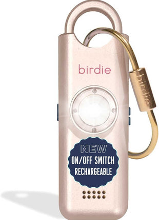 She's Birdie 3.0 New Version – The Original Personal Safety Alarm for Women by Women–Loud Siren, Flash Light and Rechargeable Battery in a Variety of Colors (Metallic Rose Pink)