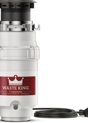 Waste King Garbage Disposal for Kitchen Sink with Power Cord, Compact Food Waste Disposer, L-111