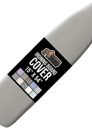 GORILLA GRIP Ironing Board Cover, Silicone Coating, 400°F Scorch and Stain Resistant with Extra Thick Padding, Fits Over Standard Size Board, Heavy Duty Hook and Loop Fastener Strap, Silver 15x54