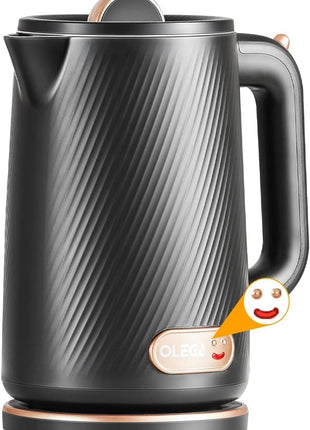 OLEGA Electric Kettle - 1500W Electric Tea Kettle 1.8L Stainless Steel Inner Electric Kettles for Boiling Water Auto Shut Off Boil-Dry Protection Electric Water Kettle for Coffee Tea Black