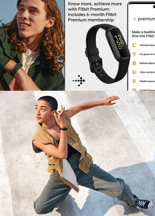 Fitbit Inspire 3 Health & Fitness Activity Tracker (Black) with Workout Intensity, Sleep Tracking, Heart Rate, S & L Bands, 3.3foot Charging Cable, Wall Adapter, Screen Protectors & PremGear Cloth