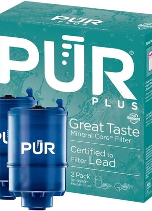 PUR PLUS Faucet Mount Replacement Filter 2-Pack, Genuine PUR Filter, 3-in-1 Powerful, Natural Mineral Filtration, Lead Removal, 6-Month Value, Blue (RF99992)